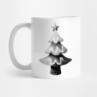 Monochrome Christmas Tree - Fir Tree Watercolor Illustration / Painting Mug